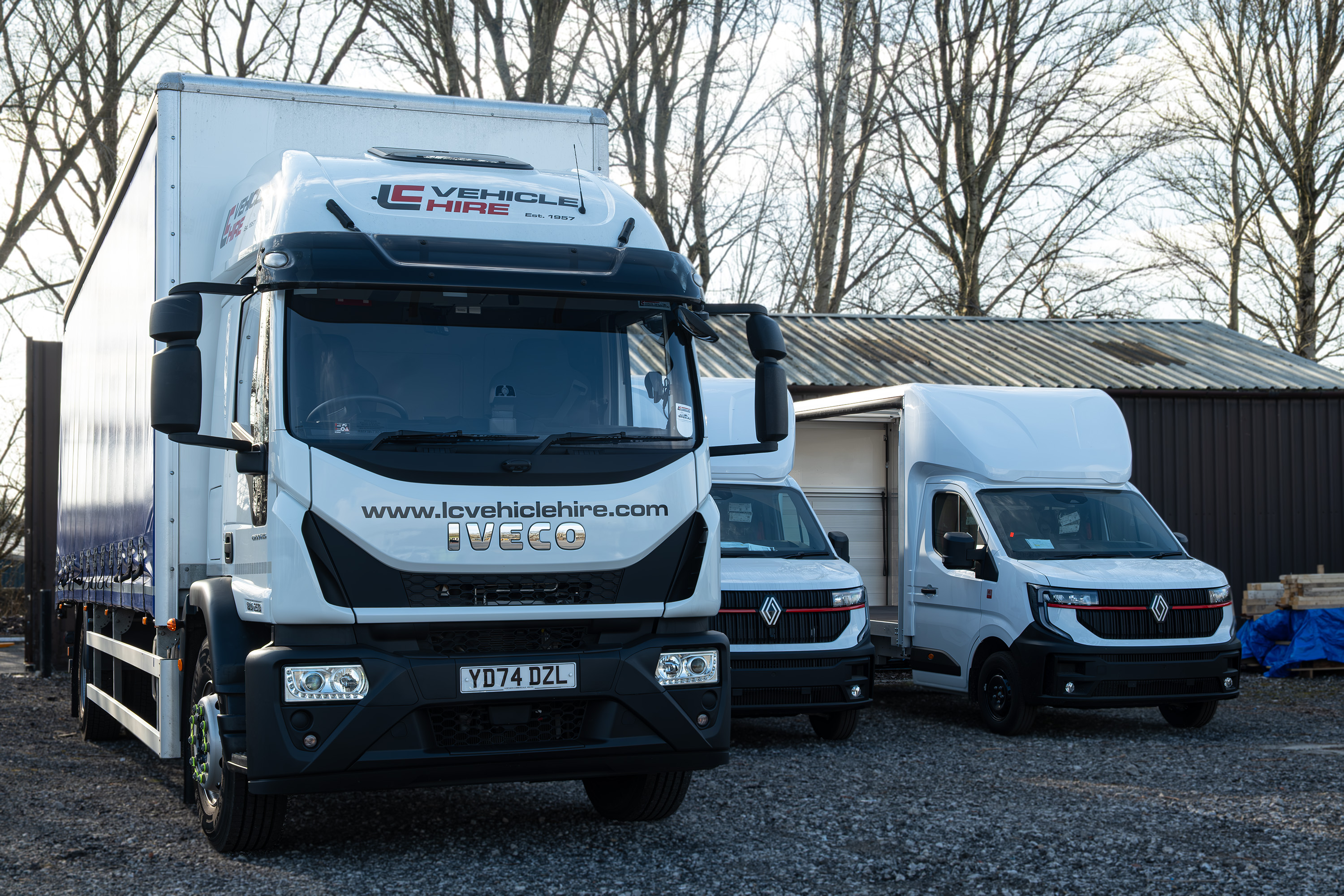 Commercial trucks in Truckcraft Bodies yard, Manchester